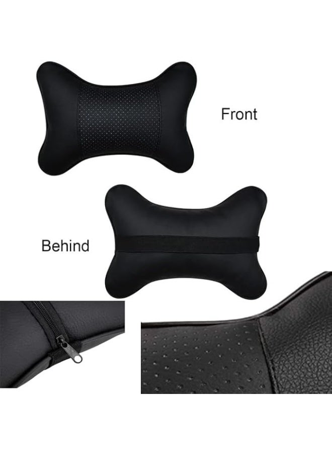 Set of 2 Premium Memory Foam Car Headrest Pillows - Universal Neck Support Cushions for Car Seats - Soft and Comfortable Driving Pillows for Neck Pain Relief (Black) - Image 3